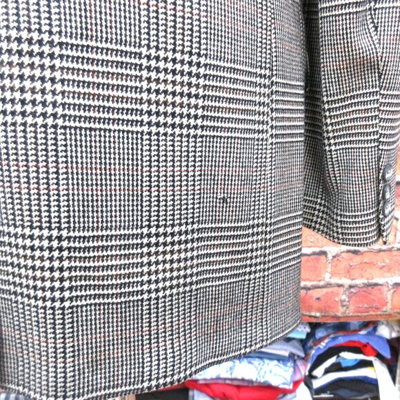 42 R-100% WOOL SPORT COAT BLACK & CREAM GLEN PLAID / HOUNDSTOOTH - Picture 8 of 10